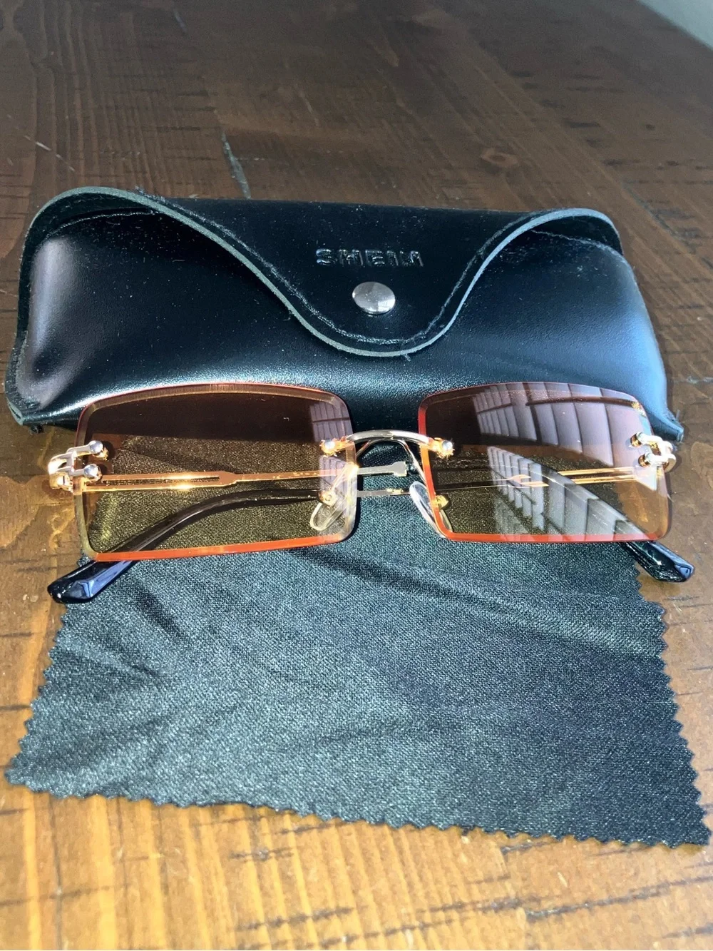Brand New Rectangular Orange Lens Hold Grame Sunglasses